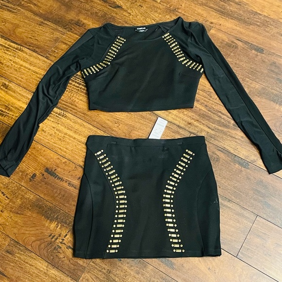 Bebe Black Pencil Skirt with Gold Detailing - Picture 1 of 1